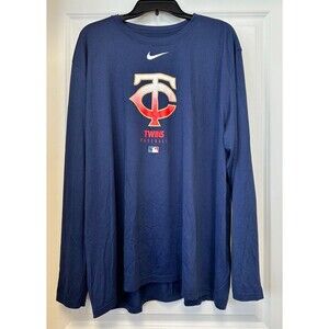 Nike Dri Fit MLB Shirt Mens 3XL Minnesota Twins Blue Long Sleeve Authentic